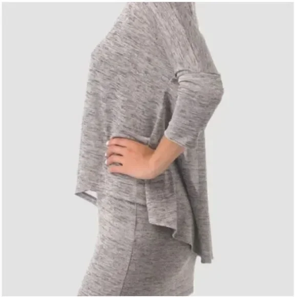 Joseph Ribkoff Layered V-Neck Tunic Top Sz 8 Silver Gray 3/4 Sleeve - Picture 5 of 10